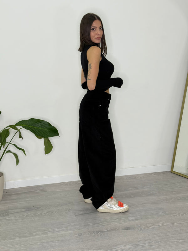 Jeans Black Camoscio (8986)